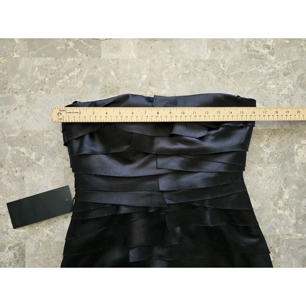 Bebe Bandage Black Elegant Satin Cocktail Mini Dress Womens Medium Strapless NWT